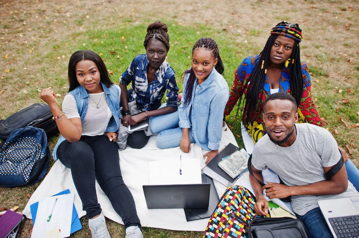 Group of college students on campus